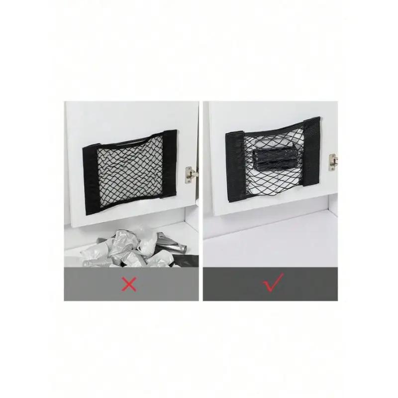 1Pcs Refrigerator Storage Mesh Bag Double Compartment Hanging Pouch Kitchen Organizer Pockets with Hook Washable Storage Bag KTY