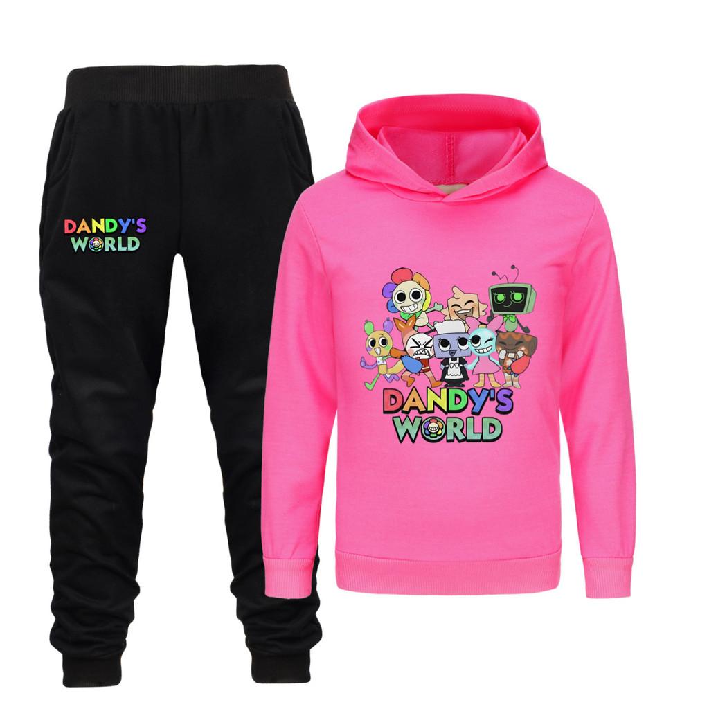 5407 Multi-color Kids Boys Girls Dandy World Printed Hoodies Trousers Clothes Set