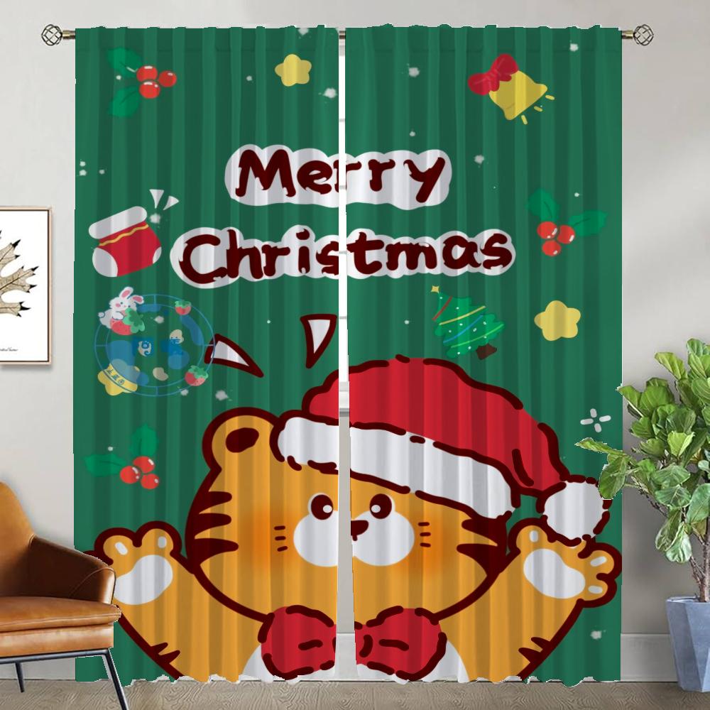 Window Curtain for Room 2 Panel Christmas Partition Curtains for Bedroom Home Interior Curtains Halloween Decoration Shades