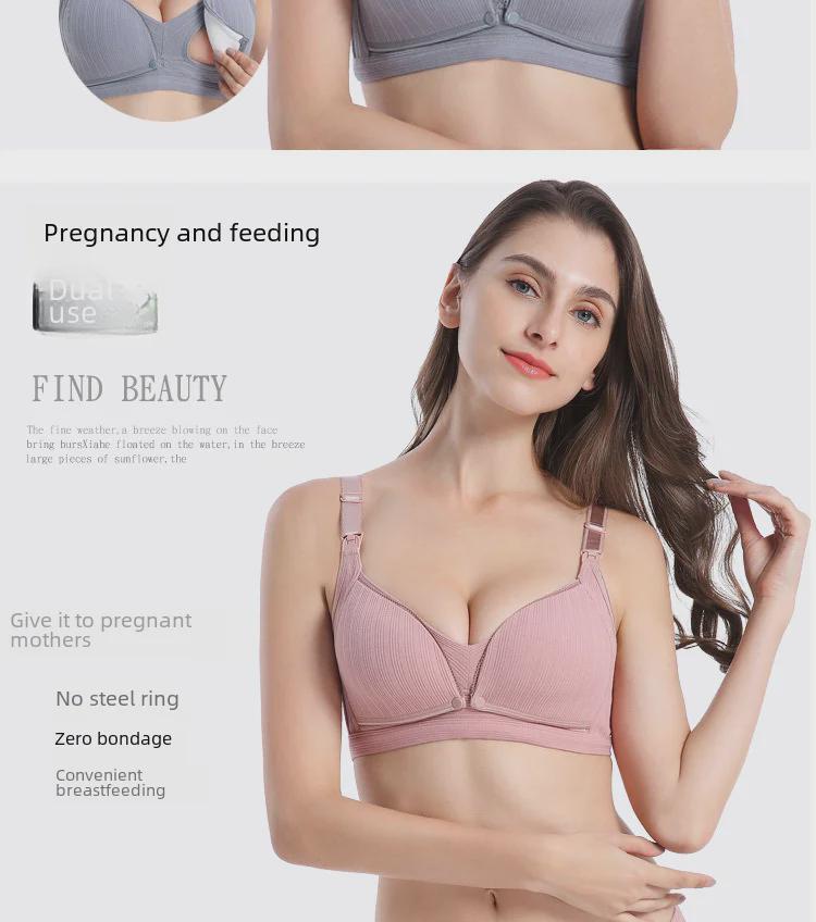 Wireless Nursing Bra: Threaded Thin, Double Buckle, Anti-Exposure for Pregnancy & Breastfeeding