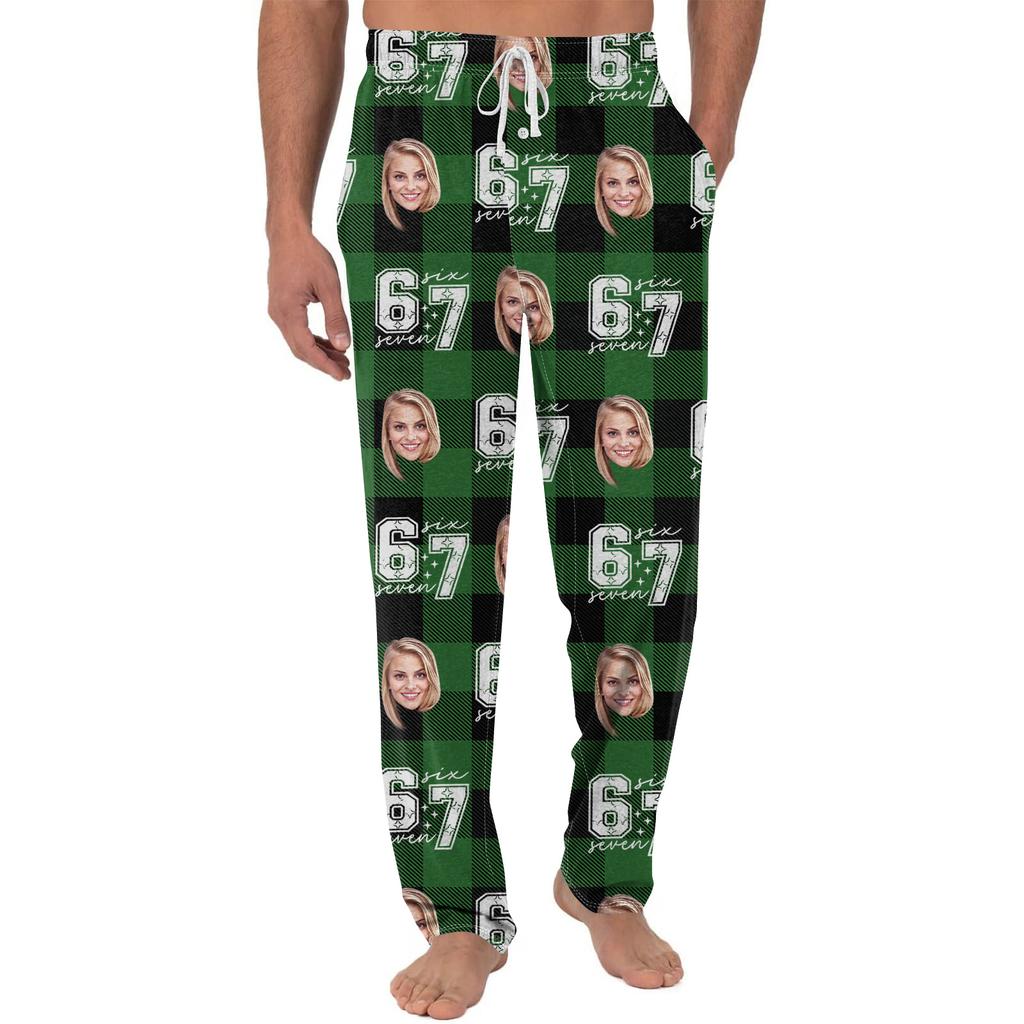 Men's Casual Home DIY Custom Pajamas Pocket Drawstring Design Casual Trousers
