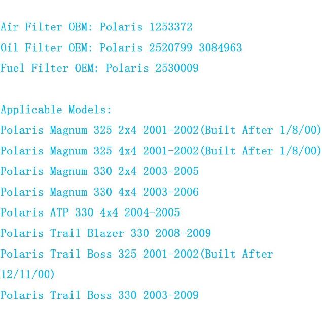 LOCOPOW 1253372 Air Filter for Polaris Magnum 330 325 ATP 330 Trail Boss 325 330 4x4 Trail Blazer 330 With Oil Filter 2520799 Fuel Filter 2530009 3