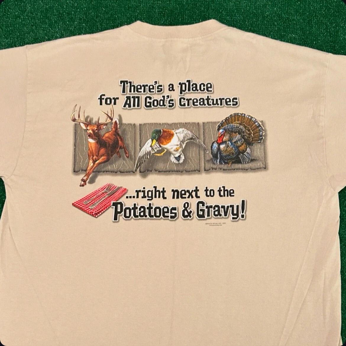 

Vintage 90s Buck Wear Hunter Thanks Giving Humor 2003 Hunting VTG Shirt Mens XL XL