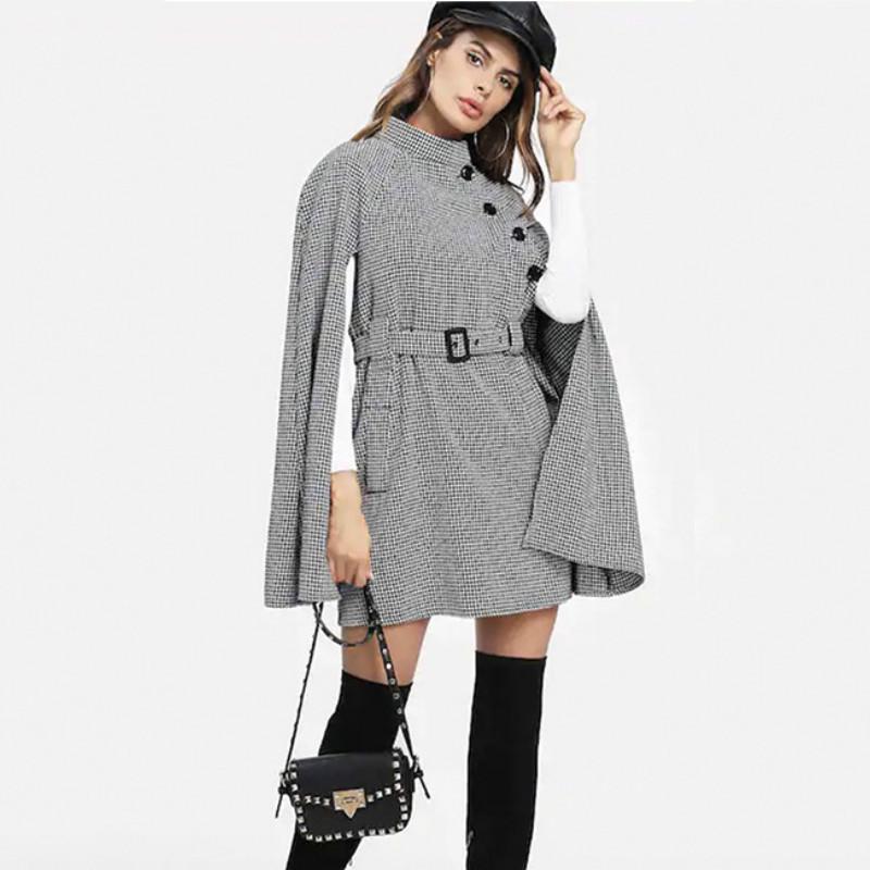 houndstooth cape coat