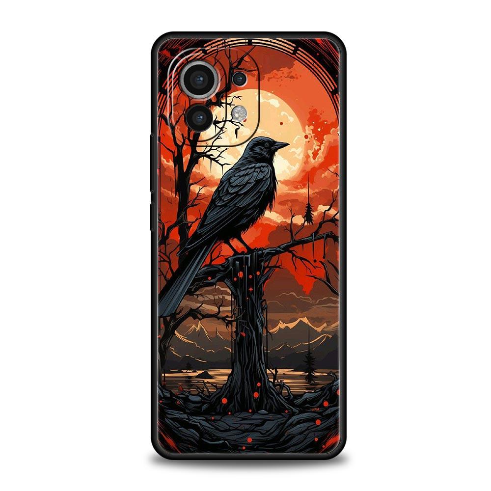 Black Raven Phone Case Cover for Xiaomi Mi 17 15 14 13 12 11 Ultra 15T 14T 13T 12T 11T Pro Lite 5G Soft TPU Shell Fundas Capas
