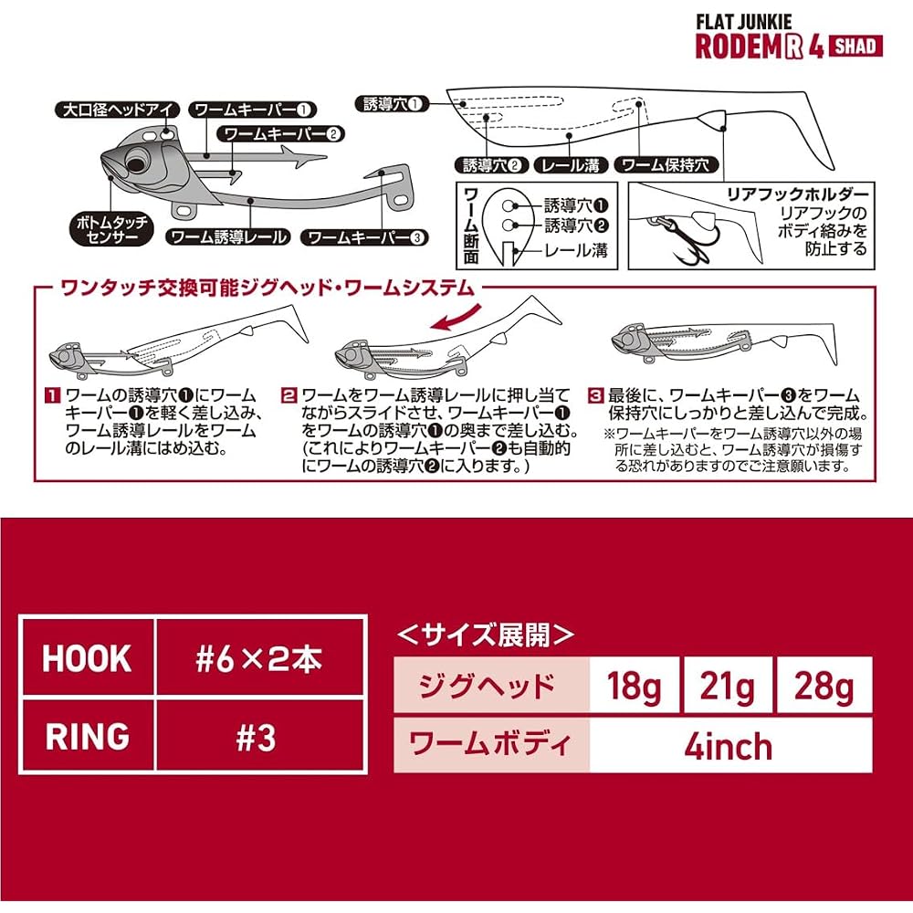 Daiwa Rodem R4 Shad 28g Soft Bait with Jig Head for Flounder Fishing
