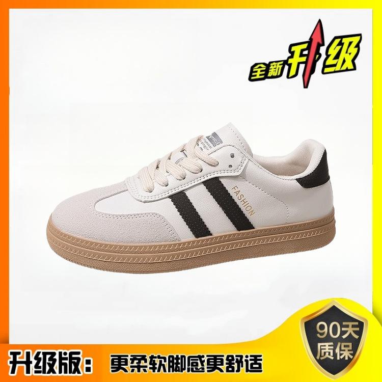 Internet celebrity flat-soled German training shoes 2025 summer new thick-soled retro lightweight board shoes women's sports and leisure white shoes