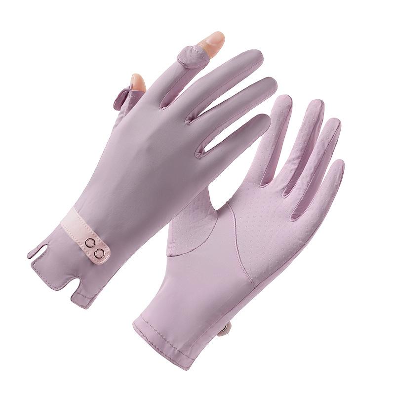 Sunscreen gloves women's UV protection spring and summer non-slip driving ice silk outdoor cycling thin original yarn sunscreen gloves