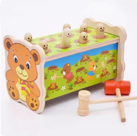 Wooden Ground Mouse Toy For Children Beneficial For Intelligence 1-3 Years Old And Multifunctional For Tapping Large Sizes