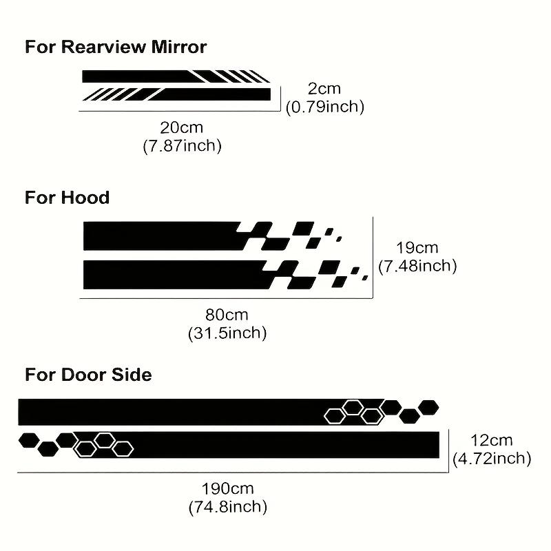 5pcs Car Hood Sticker Decal Set, Racing Stickers, Car Tuning Stripes, Checkered, Geometric Patterns, Smooth Surface
