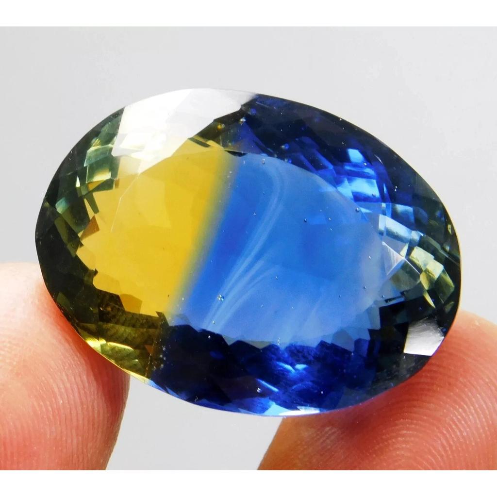 Beautiful Natural Bi-Color Ametrine 45+ Ct Oval Cut Certified Loose Gemstone