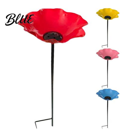 Backyard Bee Waterer Garden Metal Flower Stake Decorative Bird Bath Ground Insert Watering Pollinator Station Butterfly Drinking Bowl for Pollinators