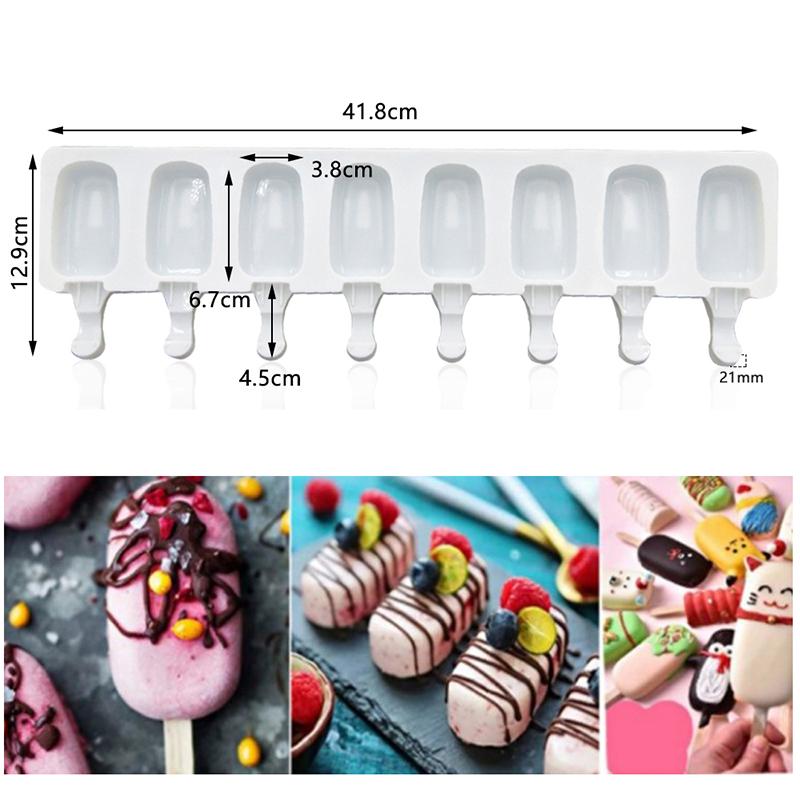 8 Hole Silicone Ice Cream Mold Silicone Diy Fruit Juice Ice Pop Cube Maker Mould