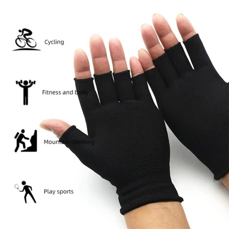 1 Pair of Black Wear-resistant Work Gloves for Women and Men Knitted Breathable Elastic Outdoor Protective Gloves