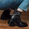 2025 autumn and winter new retro medium heel thick heel new Chinese belt buckle short boots femininity British Martin boots