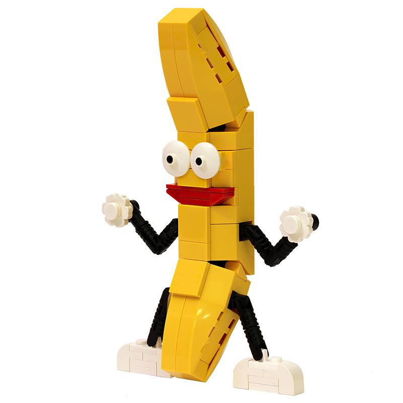 Gobricks Moc Funny Dancing Banana Building Block Creativity Action Dance Banana Fruit Interactive Assemble Toys Children Gift