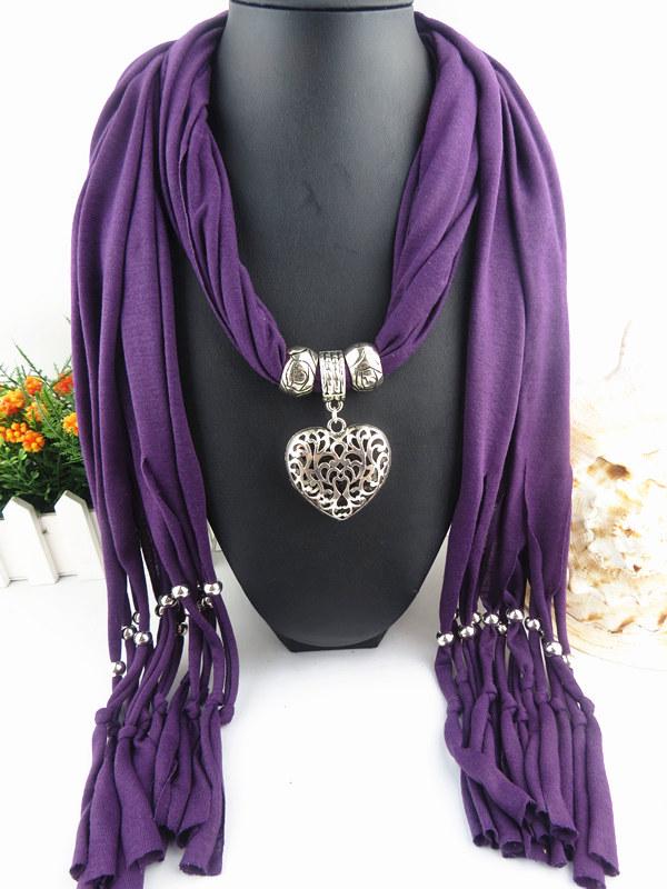 

Новая мода этнический полиэстер полотняного переплетения Tie dye кисточка полая двойной персиковый кулон ювелирные изделия шарф ожерелье женские цветные шарфы 180cmx40cm фиолетовый