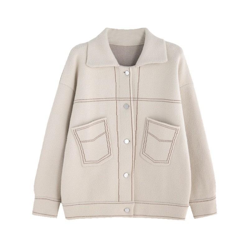 Short imitation woolen coat women's clothing autumn new loose lapel small women's cardigan coat