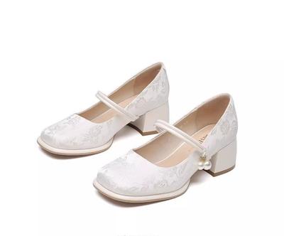 Spring Womens Shoes Vintage High Heels Women Casual Mary Jane Shoes Luxury Elegant Chinese Style Dress Shoes Thick Heel