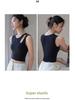 Women's Black Camisole Vest with Chest Pads - Summer Short Chic Bra Top
