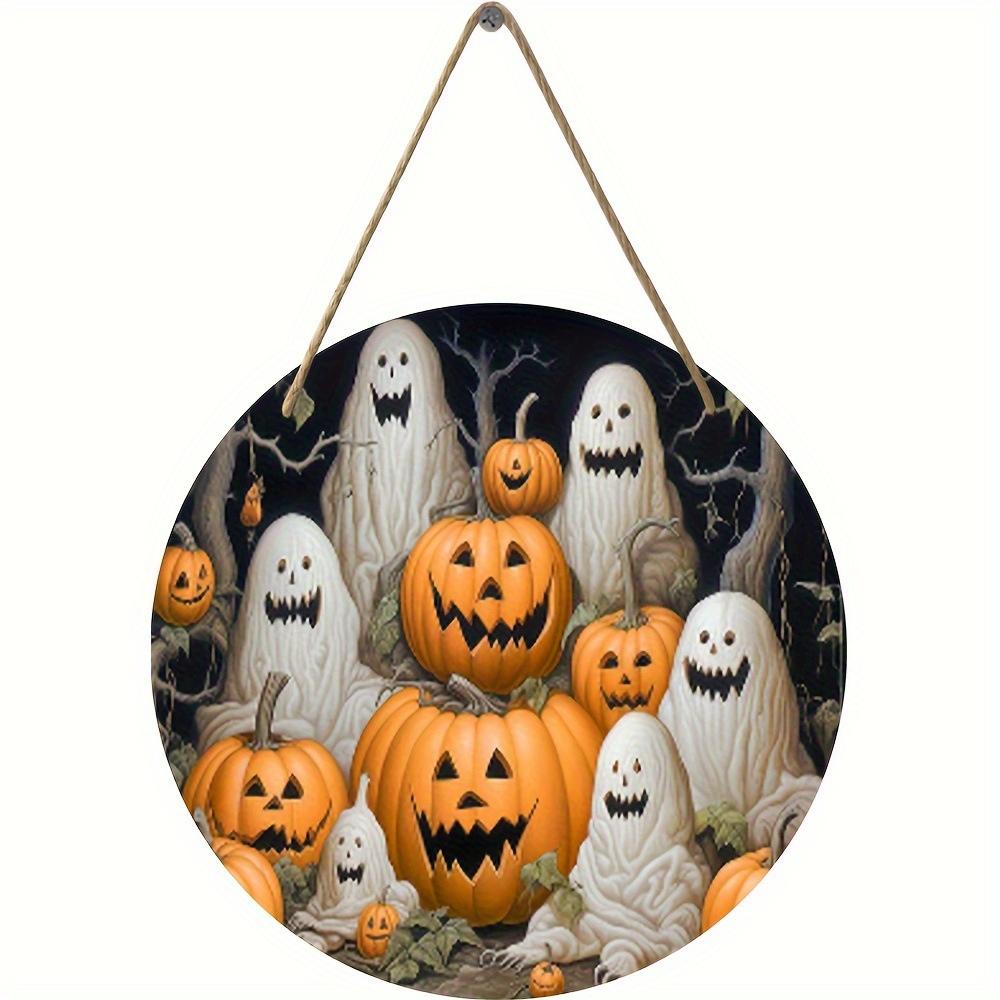 

2D Плоский 20*20см, Популярное Украшение для Дома, Хэллоуин Призрак Тыква Деревянный Круглый Креативный Логотип, Декоративная Табличка, для Дома, Кухни, Сада, Декор 20*20cm