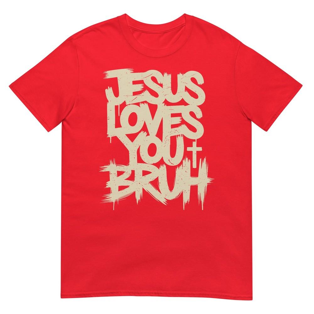 Christian Boy Teen Jesus Loves You Bruh Funny Humorous Faith TShirt S