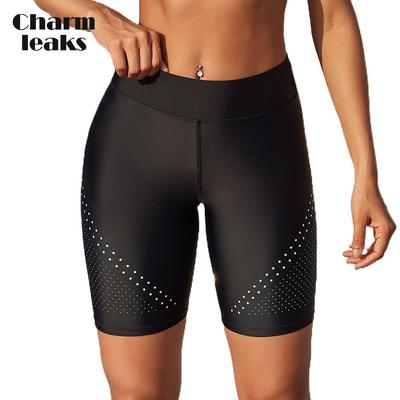 Pantaloncini da bagno a vita alta da donna con stampa a pois Pantaloncini da surf UPF50+ ad asciugatura rapida con fodera
