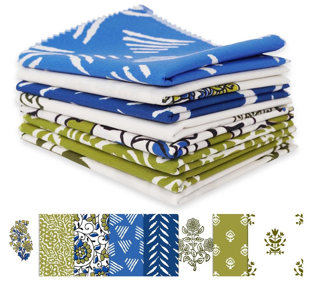 Soimoi 8 Pc Fat Quarter Bundle -  Asian Block  Print 18"x 22"  DIY Patchwork-  100  Cotton  Quilting Fabric