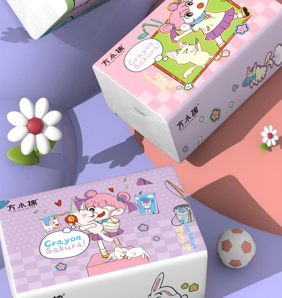 Fang Xiaomian 30-Pack Printed Facial Tissues - Affordable Household and Dormitory Paper for Hand and Face Wiping