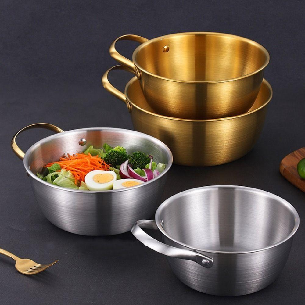 Stainless Steel Korean Ramen Pot Thickened Mixing Pot Multi-purpose Food Containers  Camping