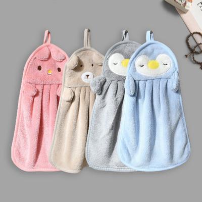 1/4Pcs Kids Microfiber Hand Towels with Hanging Rope Absorbent Cartoon Design Kitchen Home Hand Towels