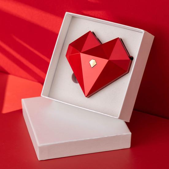 Heart Shaped Ring Gift Box with Soft Flannel Lining Polished Texture Automatic Opening Artistic Engagement Box Romantic Jewelry Storage Box