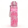 1PC Daddys Girl Pink Bow Slogan Print 750ml Color Plastic Sports Water Bottle Leakproof Flip Straw Lid Suitable for Sports Office Home Use