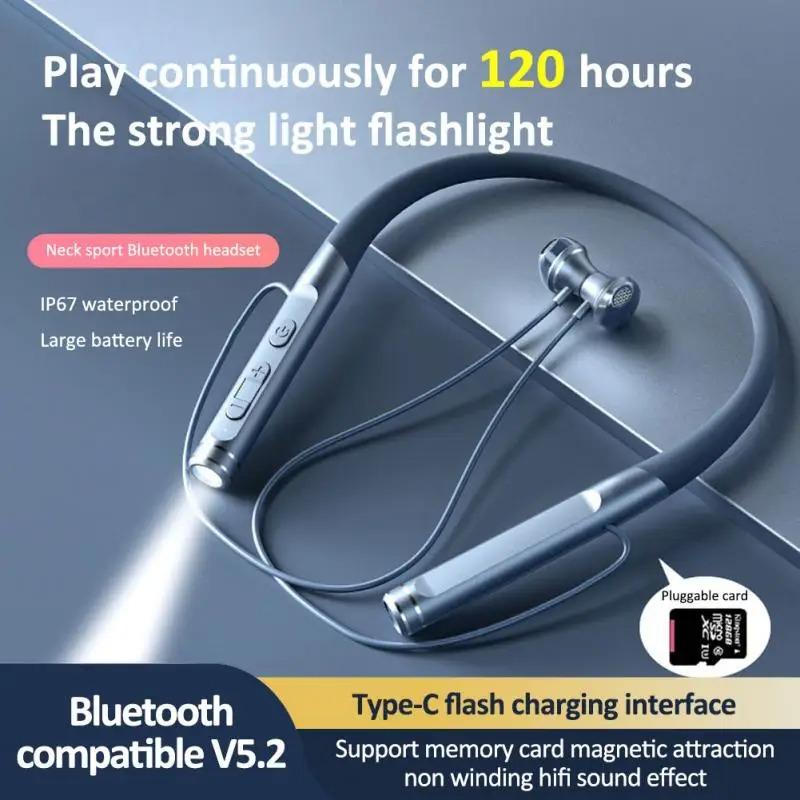 New Magnetic Neck Hanging Headphone Stereo Bass Wireless Bluetooth-compatibile Sport Earphones Waterproof Support TF Card