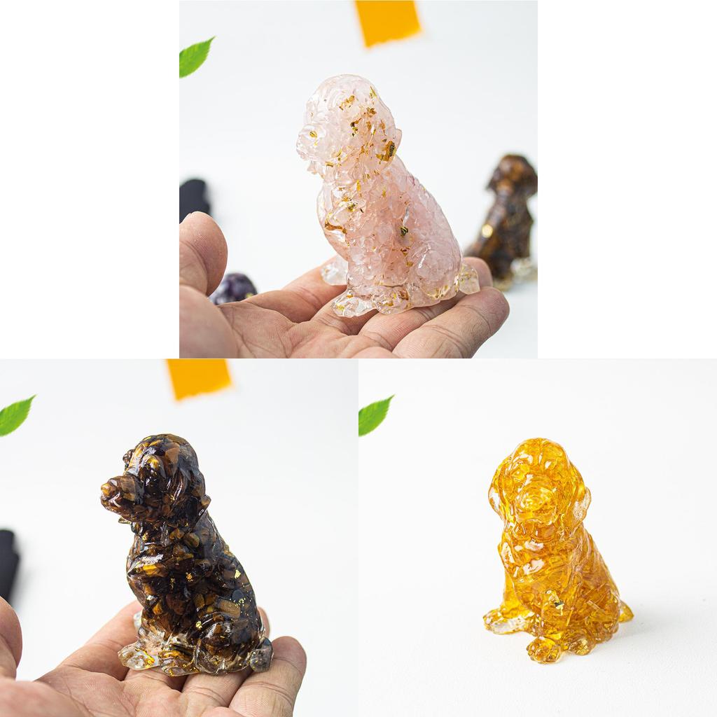 Water Crystal Resin Dog Figurine With Goldendoodle Design For Office Decor And Home Display