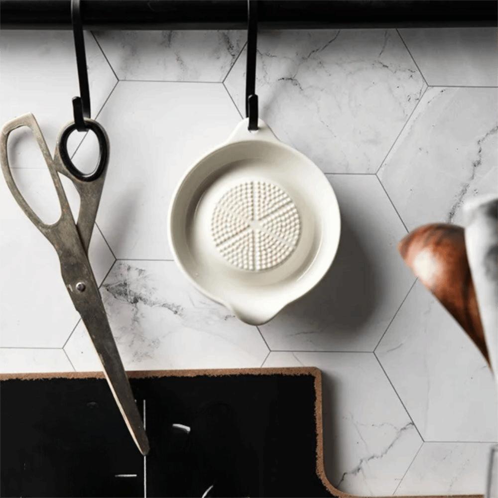 Household Ceramic Ginger Grater Round Wasabi Grinding Dish Baby Food Grinder  Vegetables