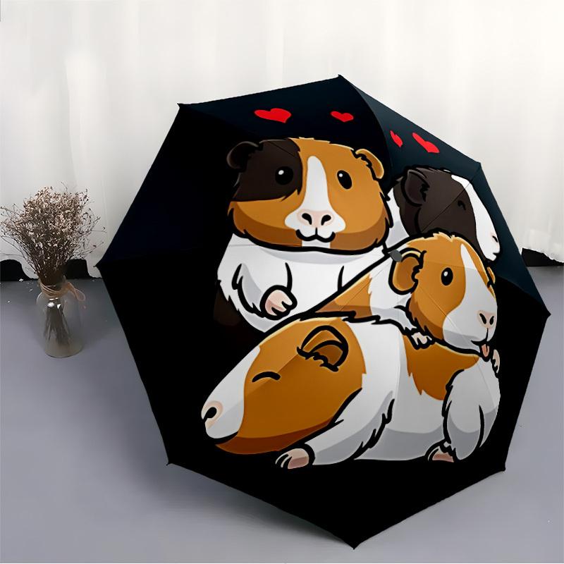 1pc Guinea Pig Trio Automatic Folding Umbrella - Portable Collapsible 8-Rib Umbrella for All Seasons Durable Canopy Yy251119129
