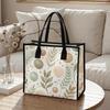 Aesthetic Leaf Print Casual Tote Bag Large Capacity Daily Commute Shoulder Bag for Ladies Shopping