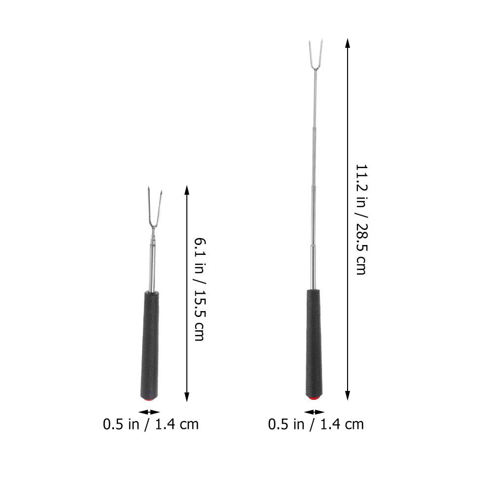 4pcs Stainless Steel Barbecue Fork Telescopic Meat Fork Skewers Portable Bbq Kabob Camping Tool Grilling Utensil