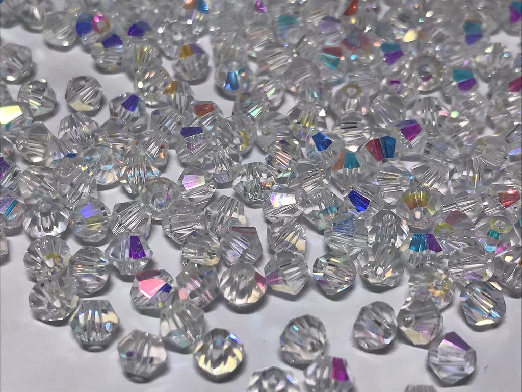 700 4mm Clear Aurora Glass Beads, Suncatcher Accessories, Handmade Beads (Aurora)