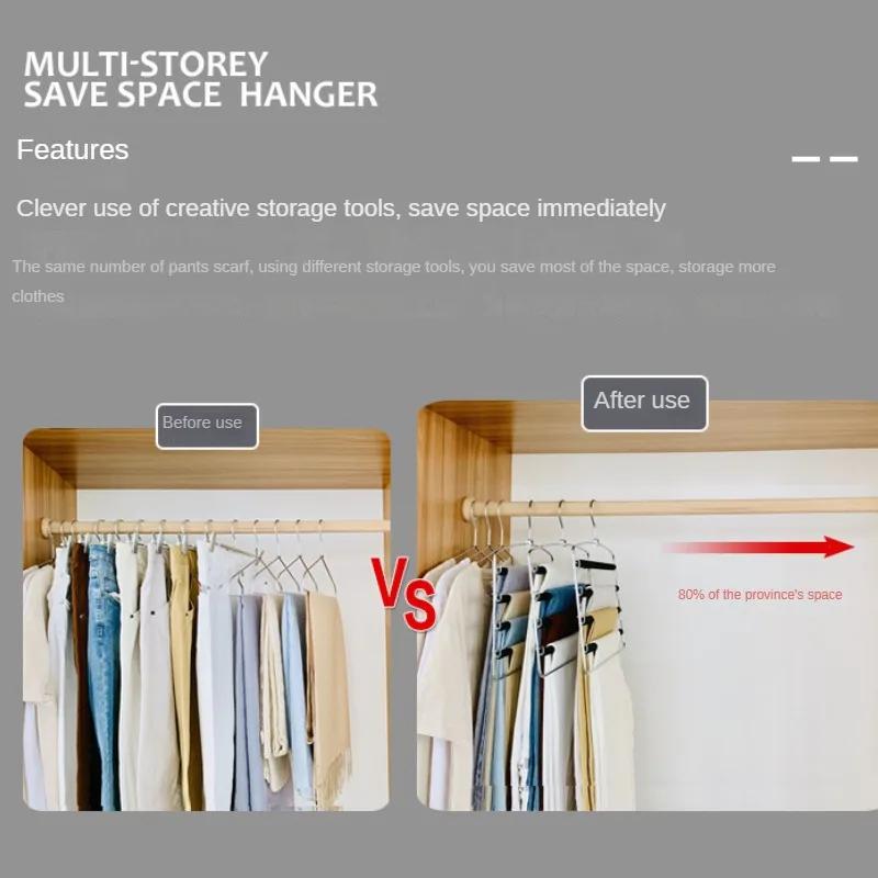 Mehrschichtige Edelstahl Bewegliche Kleiderbügel Regale Organizer Platzsparer Schrank Kleiderbügelständer Hosen Kleidung Funktionsbügel