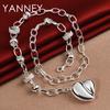 New 925 Sterling Silver 18 Inches Smooth Heart Necklace For Men Women Fashion Hip Hop Charm Gift Jewelry Wedding