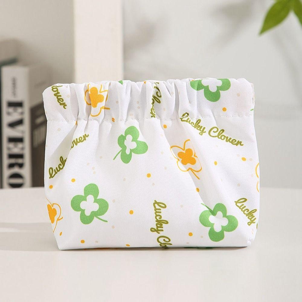 Floral Self-closing Makeup Bag Purse Jewelry Bag INS Leaf Spring Bag  Travel