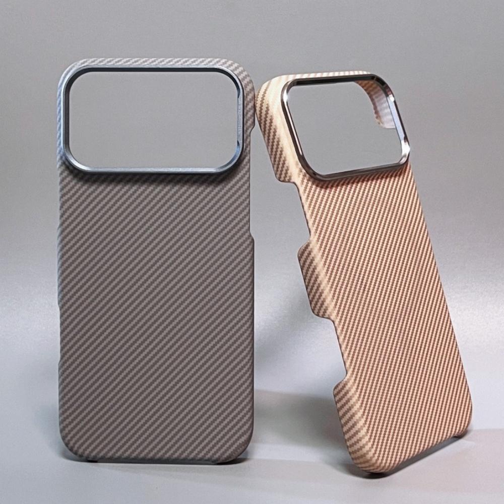 For iPhone 17 16 15 14 Pro Max Plus Case Carbon Fiber for MagSafe Cover Magnetic Wireless Charge Hard Shell Camera Alloy Case