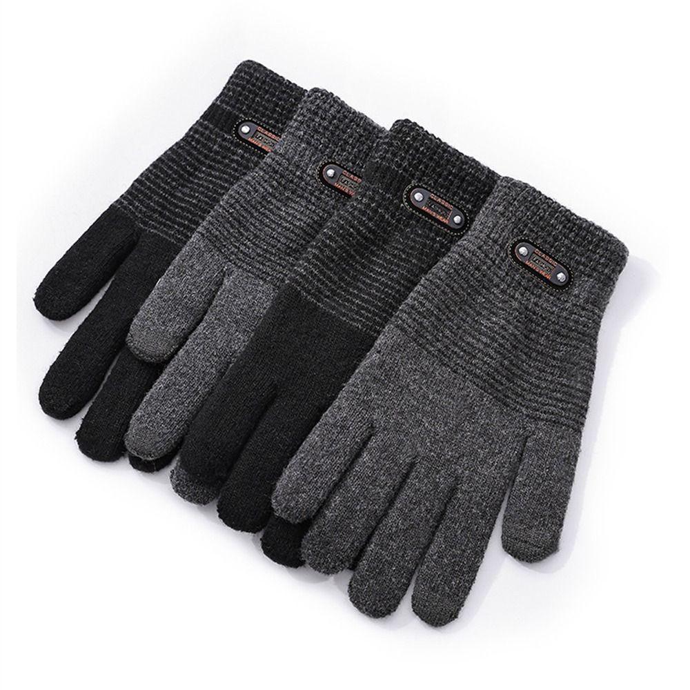 

Touch Screen Knitted Warm Gloves Windproof Coldproof Driving Gloves for Riding Cycling чорний
