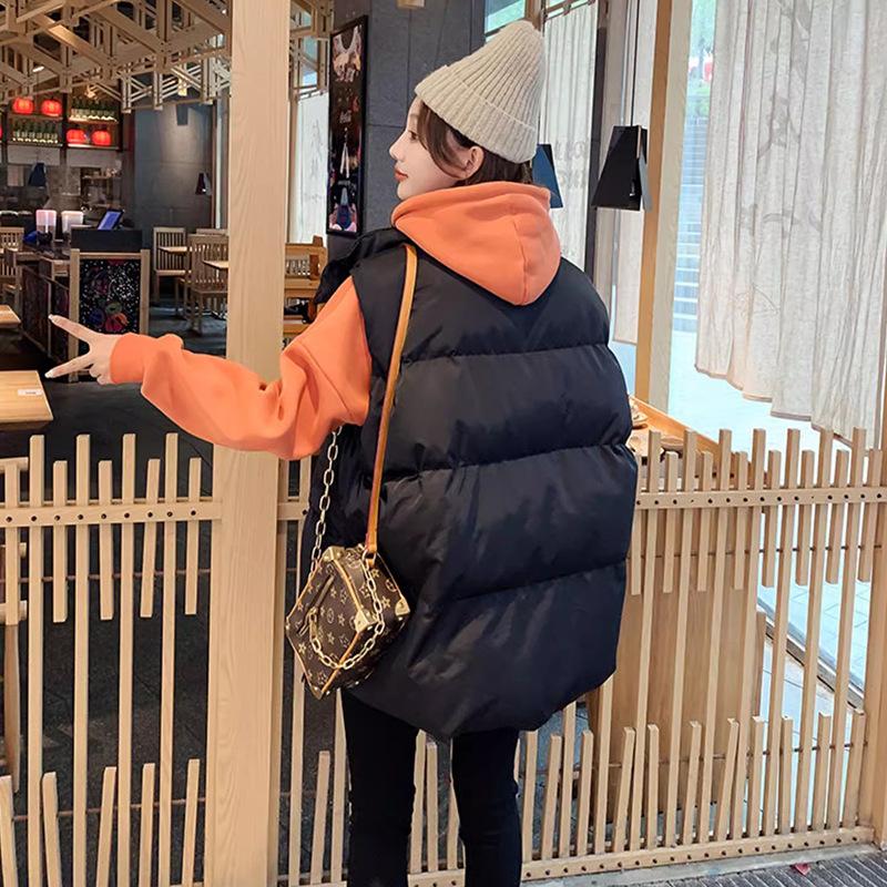 Down Cotton Vest Women's Outer Wear New Year's New Short Autumn and Winter Slim-fitting Sleeveless Vest Jacket Vest Tide