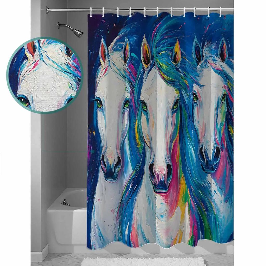Abstrakte Pferdekunst Duschvorhänge Wasserdichte Badvorhänge Heimdekoration Moderner Luxus Badezimmervorhang