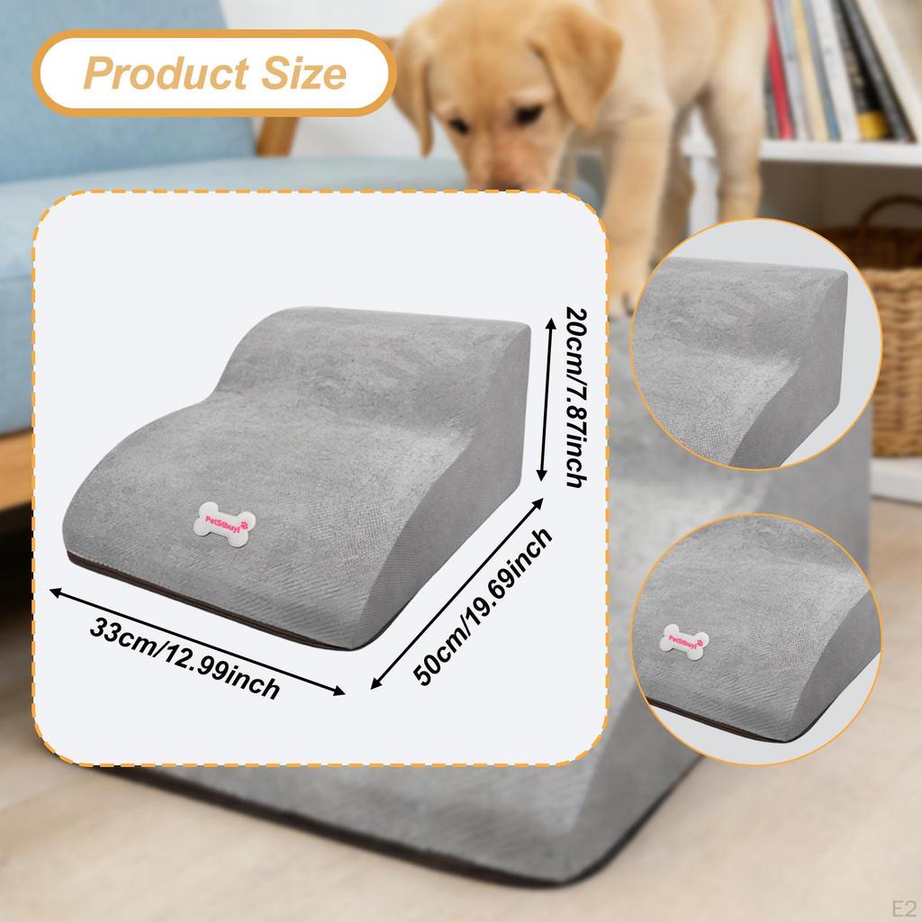 2 Step Dog Stairs Ramp Non Slip Bottom Washable Puppy Couch Ladder Multipurpose for Puppy, Car