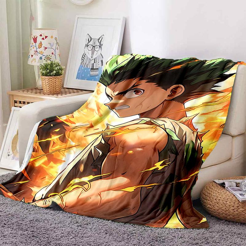 HXH Hunter X Hunter GON FREECSS Killua Zoldyck Cartoon Anime Flannel Blanket,Soft Throw Blanket for Home Bedroom Bed Sofa Gift