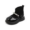 Girls' Winter Fashion Round Toe Patent Leather Shoes with Velvet Lining